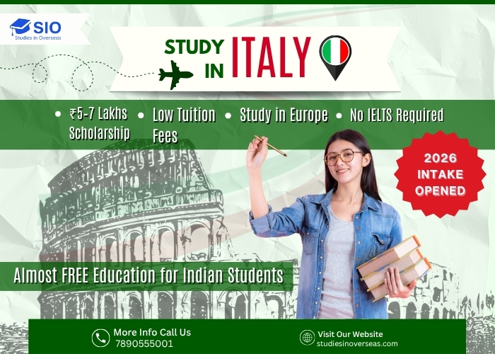 Study in Italy for Indian Students 2026 Study in Italy for Indian students 2026 showing fees, scholarships, and visa guide