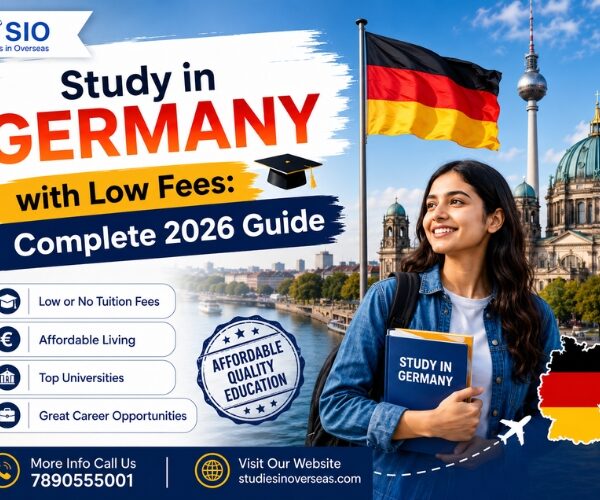 Indian student planning to study in Germany with low fees in 2026, featuring the German flag, Berlin landmarks, universities, and affordable education options