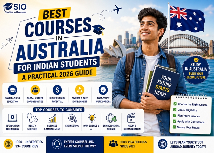 Indian student exploring the best courses in Australia, including information technology, healthcare, engineering, business, data science and environmental studies
