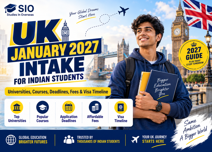 UK January 2027 intake for Indian students with universities, courses, deadlines, fees and student visa timeline