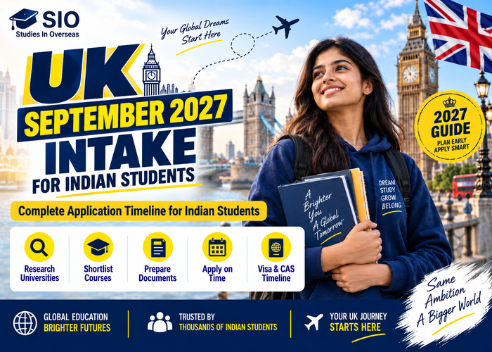 UK September 2027 intake for Indian students with complete application timeline, universities, courses, documents, fees and visa guidance