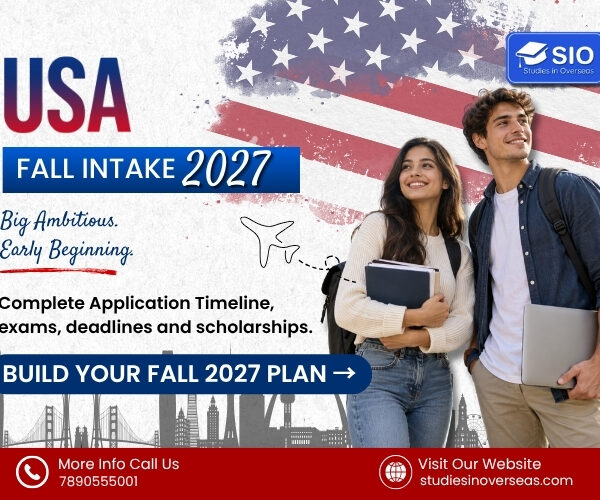 USA Fall 2027 intake application timeline, university deadlines, exams and scholarships for international students